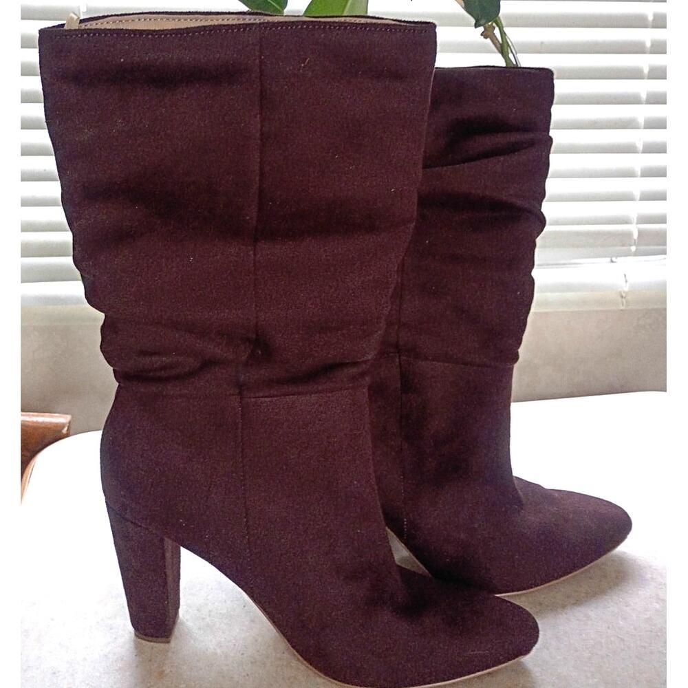 Banana Republic Vegan Slouchy Boots Women’s 7.5 Chocolate Brown Heeled Mid Calf